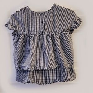 Medium Zara Black and White Gingham Frill Top
